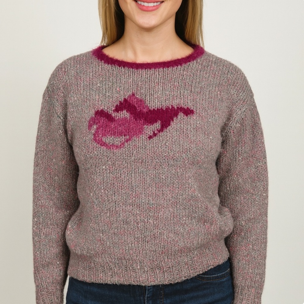 Vintage mohair blend horses sweater size S